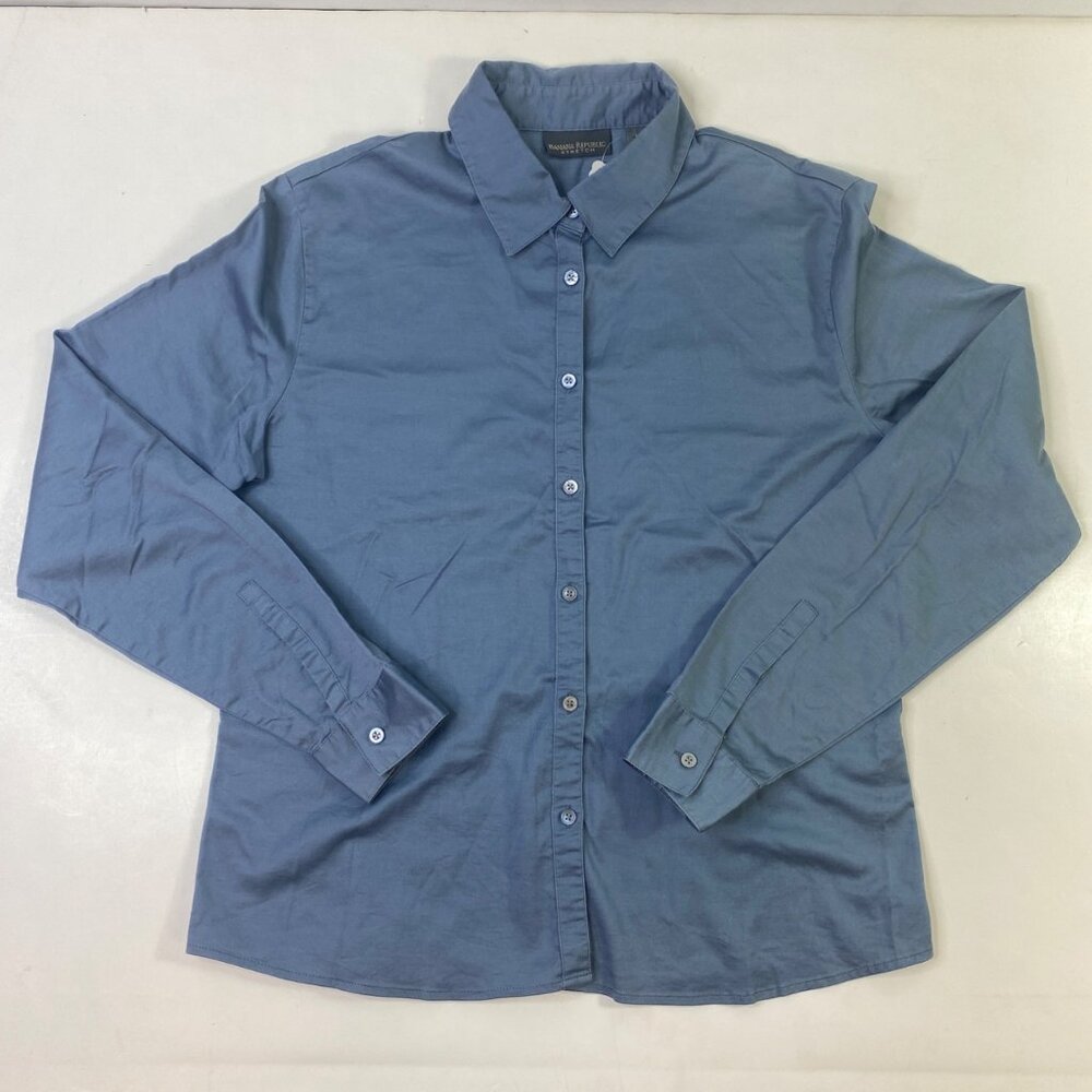 Banana Republic Stretch Women's Blouse Gray Size M Long Sleeves Buttons Cuffs